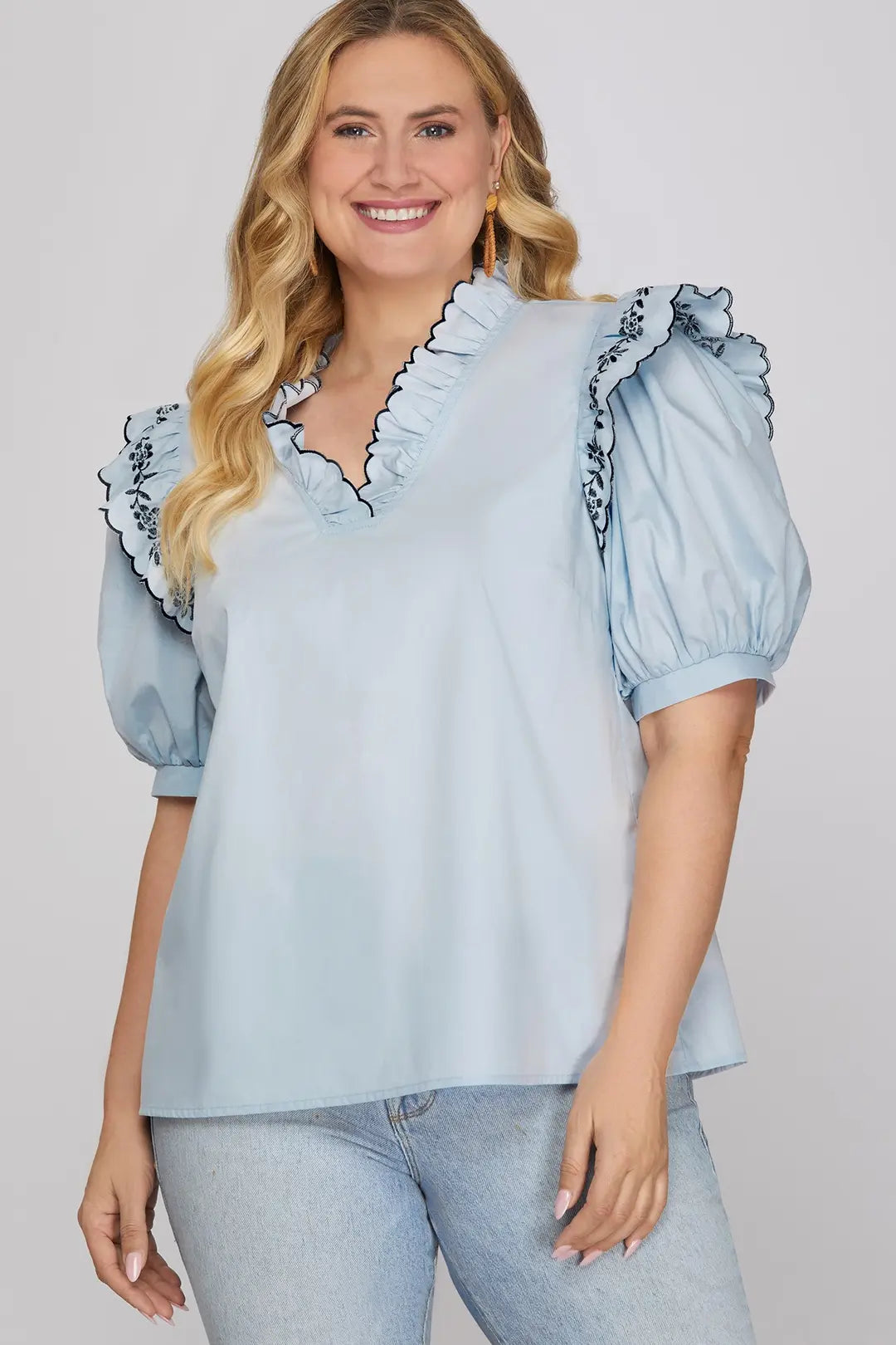 Curvy Lacie Embroidered Blouse