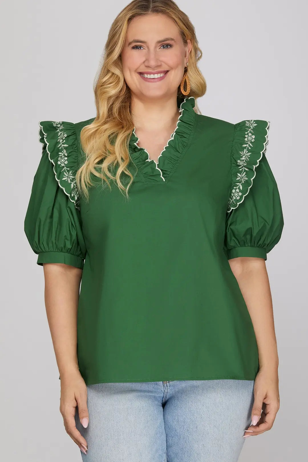 Curvy Lacie Embroidered Blouse