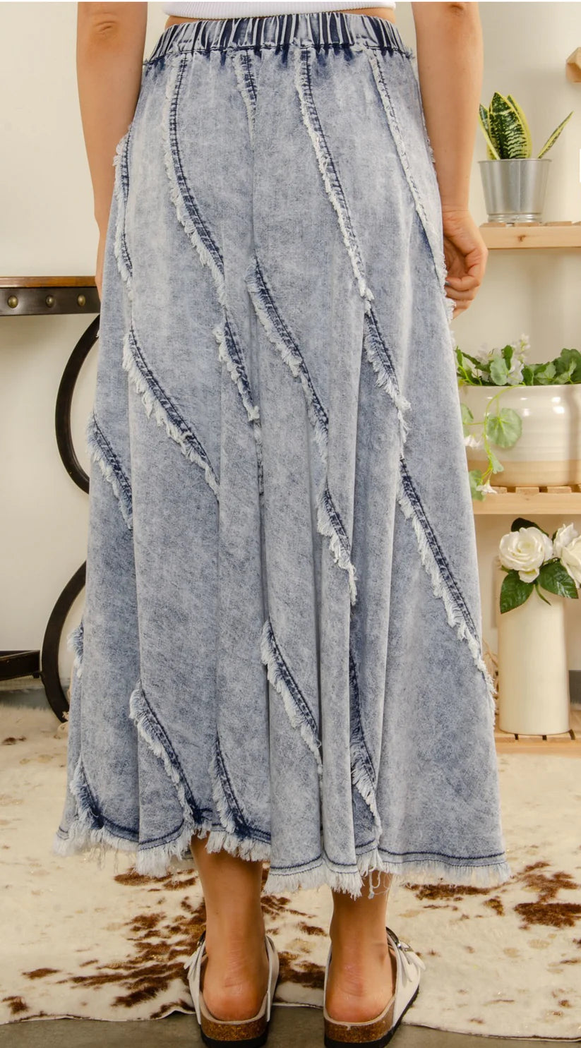Frayed Edge Denim Skirt