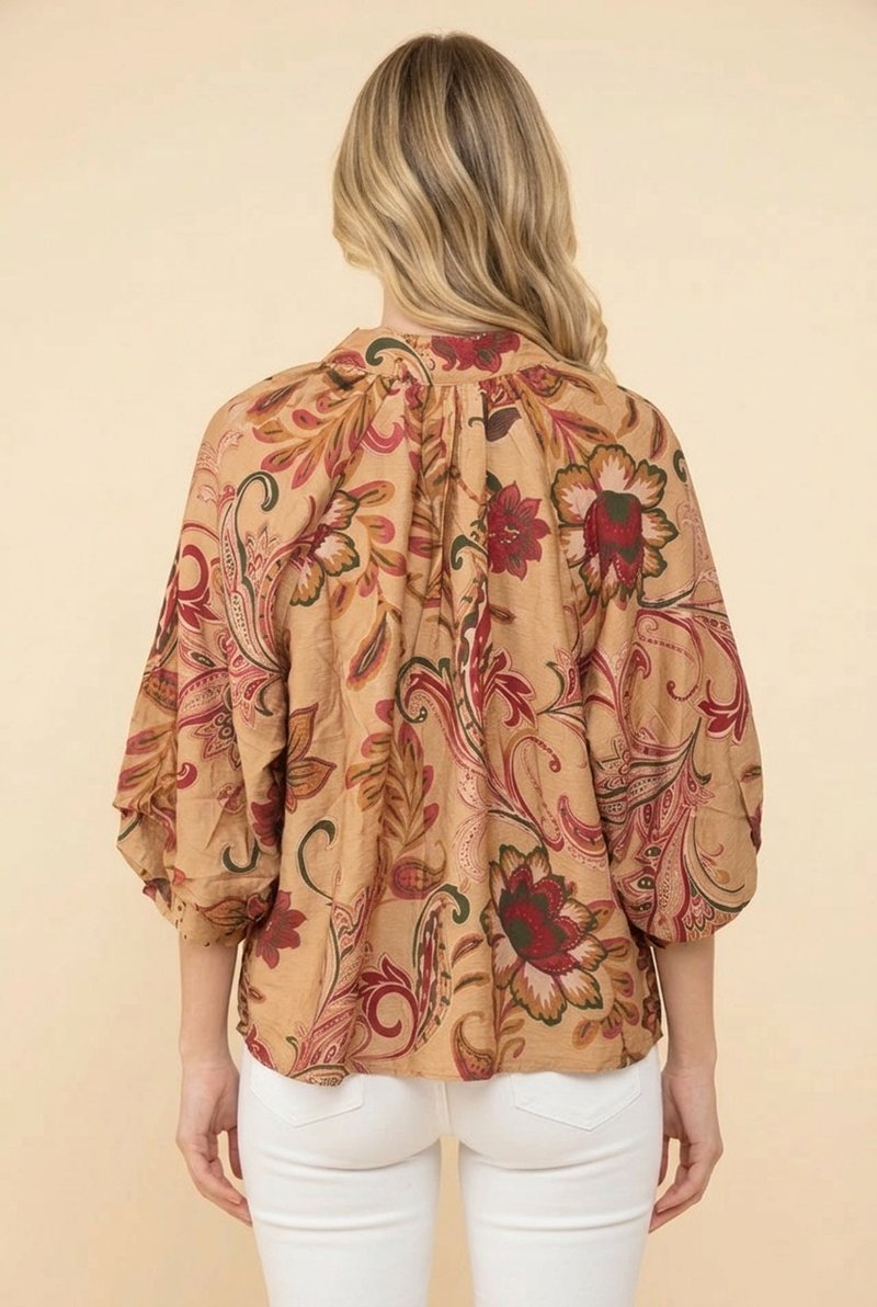 Curvy Autum Paisley Blouse