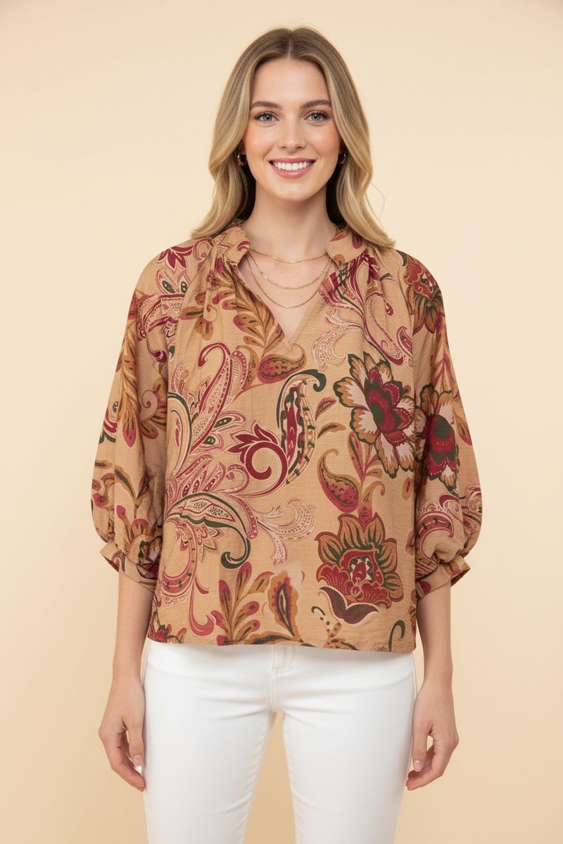 Curvy Autum Paisley Blouse