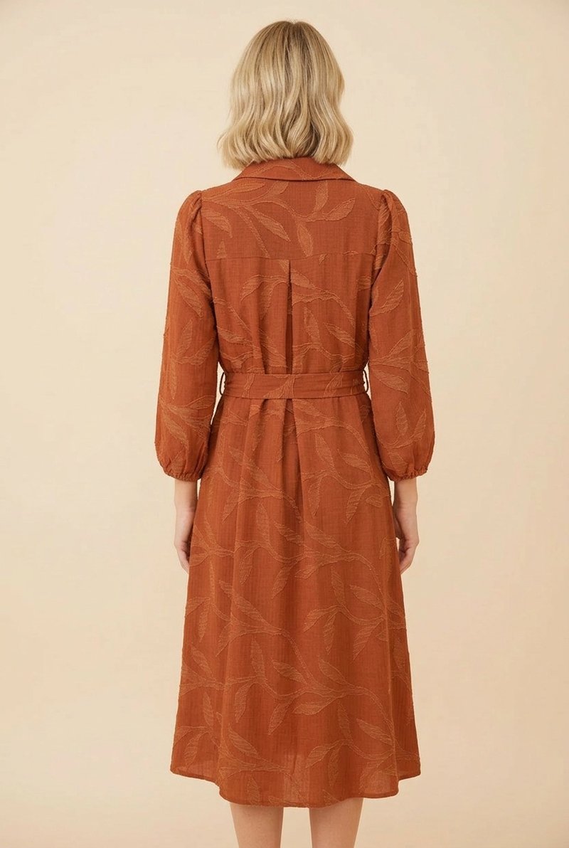 Curvy Rosewood Belted Midi Dress