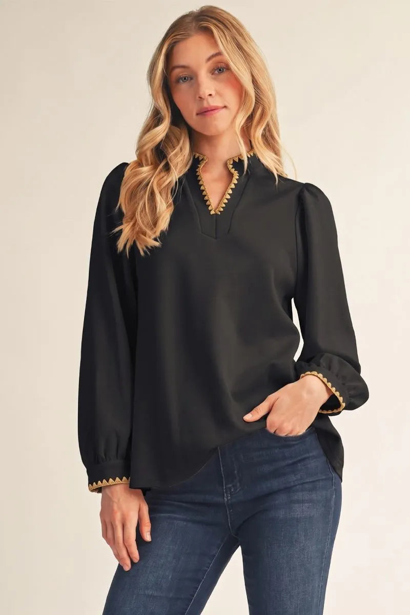Scalloped Trim Blouse