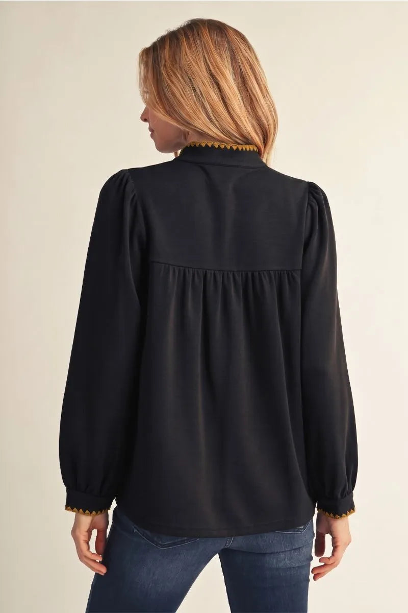 Scalloped Trim Blouse