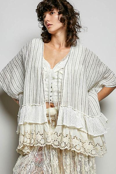 Lace Ruffle Kimono Jacket