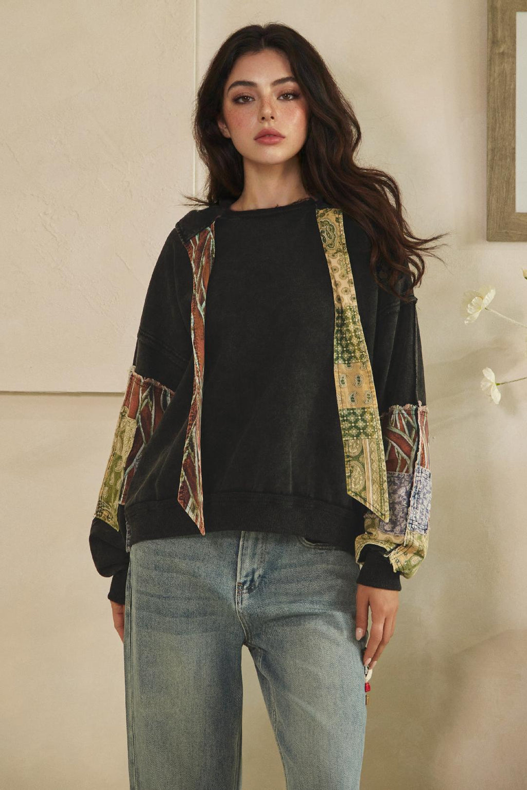Patchwork Washed Hoodie
