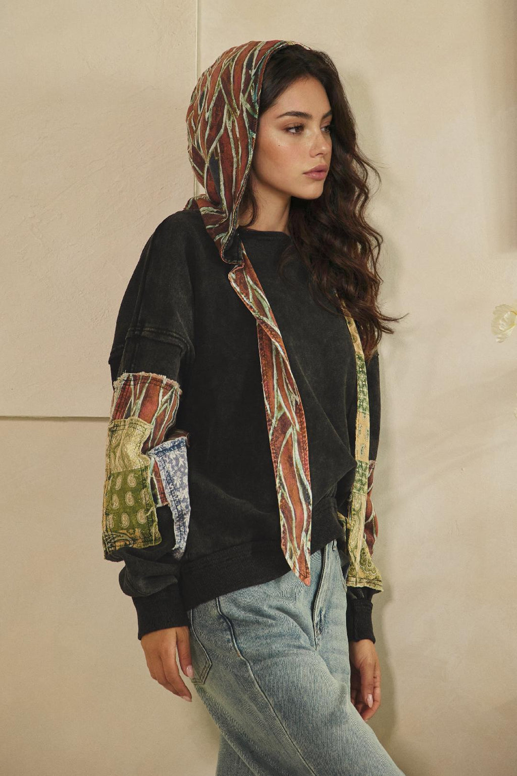 Patchwork Washed Hoodie