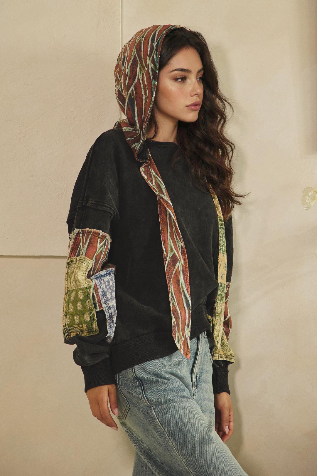 Patchwork Washed Hoodie