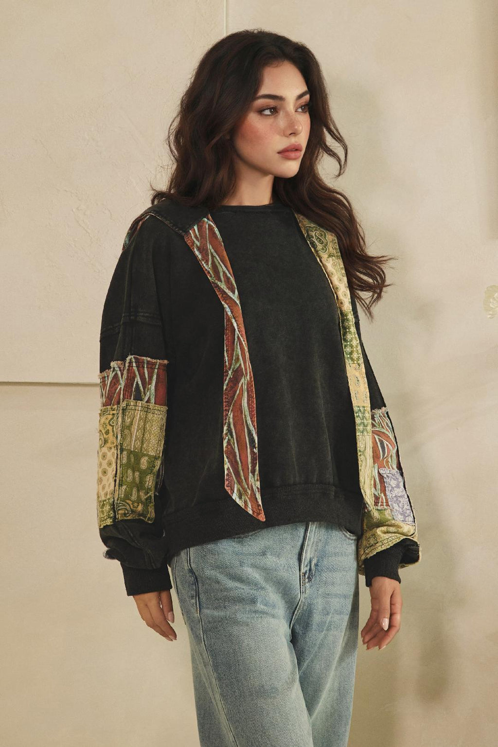 Patchwork Washed Hoodie