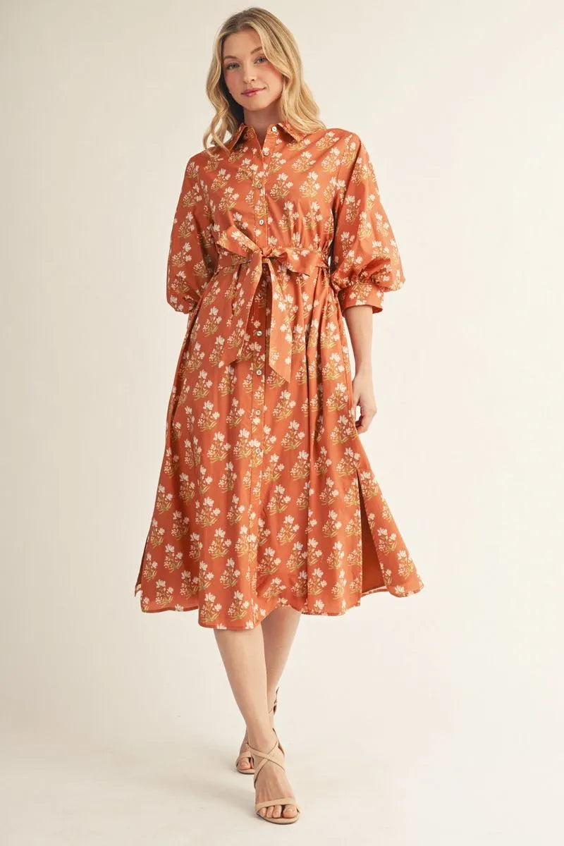 Toffee Bloom Midi Dress
