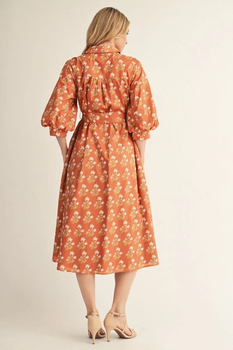 Toffee Bloom Midi Dress